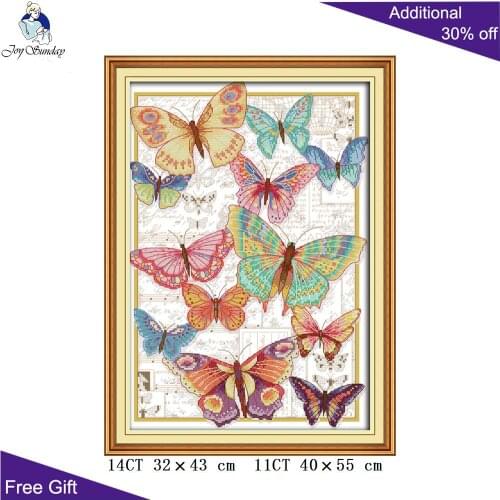 Joy Sunday Butterflies Fly Freely Cross Stitch D968 14CT 11CT Counted and Stamped Home Decoration Cross Stitch Kits