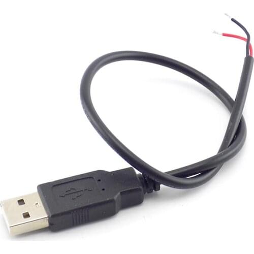 0.3/1/2M DC 5V USB 2.0 Type A Male 2 Pin Cable Power Supply Adapter Charge for Smart Devices DIY Connector Wire L19