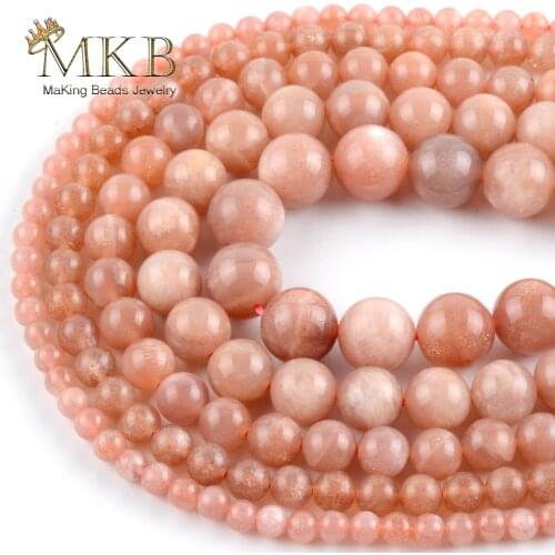 Natural Genuine Sun Stone Round Beads For Jewelry Making 4mm-10mm Gem Spacer Beads Diy Bracelet Handmade Jewellery Accessories