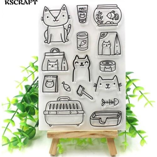 KSCRAFT Cute Cat Transparent Clear Silicone Stamp/Seal for DIY scrapbooking/photo album Decorative clear stamp sheets 095