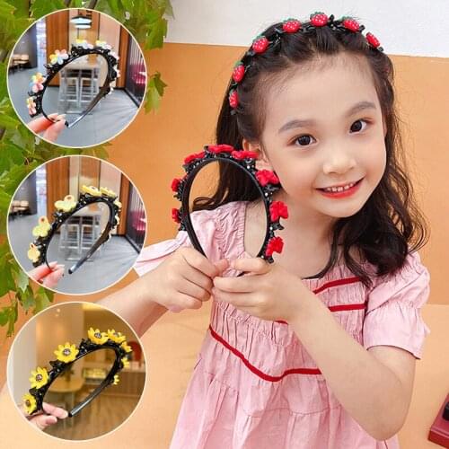 Fashion Hair Hoop Hairpin Headband Strawberry Cute Flower Butterfly Hair Clip For Kids Children Hairbands Headwear Birthday Gift