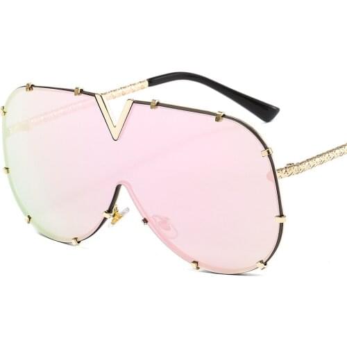 Fashion Rimless Oversized Women Sunglasses Men Brand Designer Mirror Goggle Sun Glasses Female Style Oculos Shades UV400 Unisex