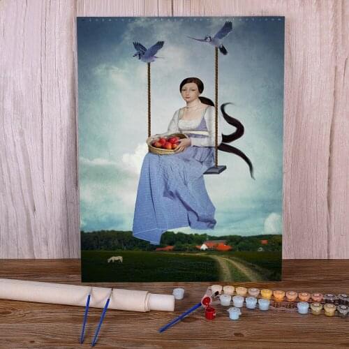 Woman Girl DIY Paint By Numbers Package Acrylic Paints 50*70 Oil Painting Wall Paintings Kids Wall Art Handicraft Drawing