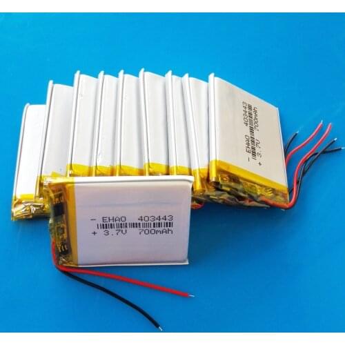 Wholesale 10 pcs 3.7V 700mAh 403443 lipo polymer lithium rechargeable battery for MP3 GPS DVD recorder headset e-book camera