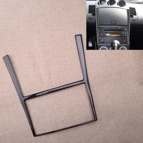 Car Carbon Fiber Interior GPS Navigation Panel Frame Trim Accessories Fit For Nissan 350Z 2003 2004 2005 2006 2007 2008 2009