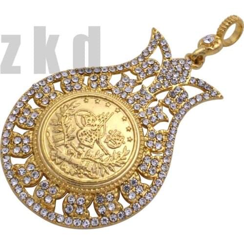 ZKD islam muslim Turks Pendant Necklace Arab Coin for Women Gold Color Turkey Coins Jewelry