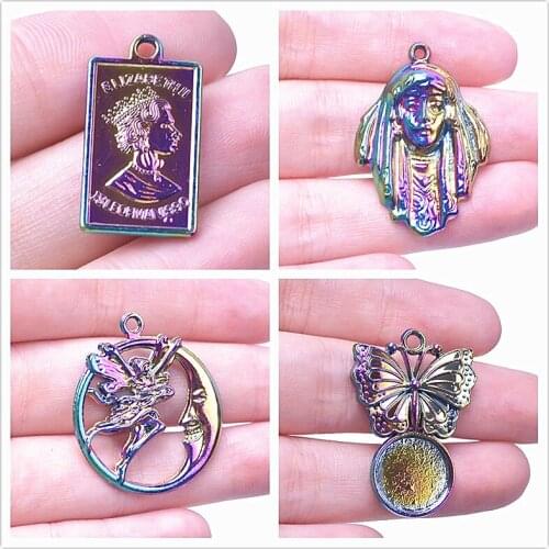 Women Series Charm Pendant Rainbow Butterfly GBP Charms For Jewelry Making Supplies DIY Necklace Earrings Accessories Materials