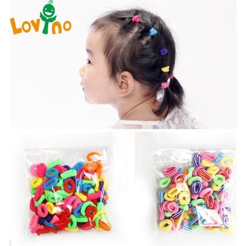 100pcs Wholesale Girls 1.5cm Colorful Small Ring Elastic Hair Bands Ponytail Holder Rubber Bands Scrunchie Kids Hair Accessories