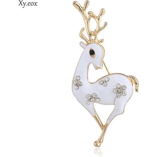 Christmas Elk Brooch Rhinestone Christmas Reindeer Brooch Pin for Scarves Shawl Clip Xmas Ornament Jewellery Gifts