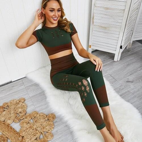Tracksuit for women yoga set Women sportwear seamless yoga bra gym 2 piece set fitness bra top sport leggings women sports bra