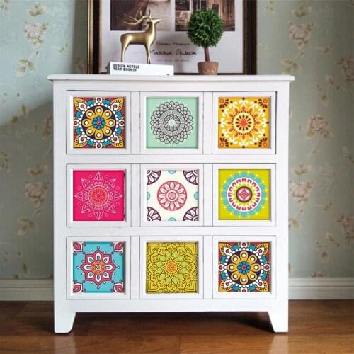 20*20cm*10pcs European Color Tile Stickers Self-adhesive Waterproof Wallpaper Cabinet Renovation Kitchen Home Decor muursticker