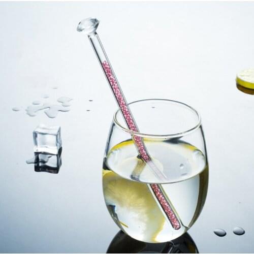 Stirring Rod Bar Cocktail Drinks Muddler Stirrer Sticks Glass Colorful Glass Long Handle Mixing Scoop Cold Coffee Juice Stirrer