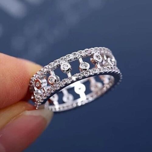 WYJZY Micro-inlaid zircon ring for women Elegant casual ladies wear jewelry fashion dress lover surprise gift ring