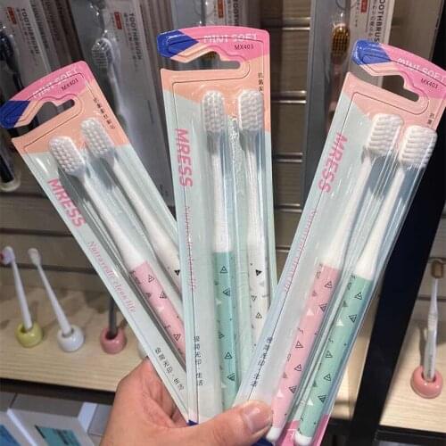 Adult Creative round Handle Revolving Shaft-Printed Antibacterial Silver Ion Toothbrush Two-Pack Household Soft Hair Toothbrush