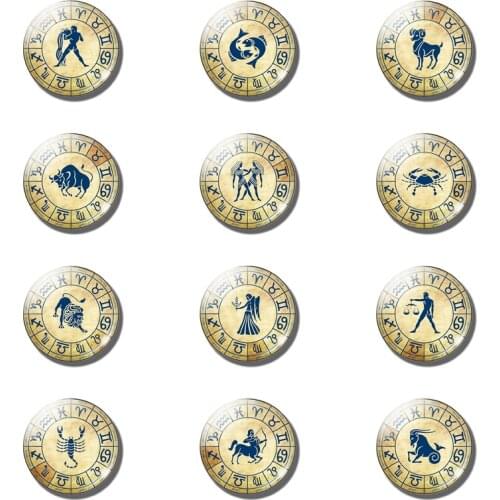 12 Constellations Handmade Jewelry Glass Dome Pendant Jewelry Pendant Aquarius Pisces Aries Taurus Gemini Birthday Gift 5PCS/SET
