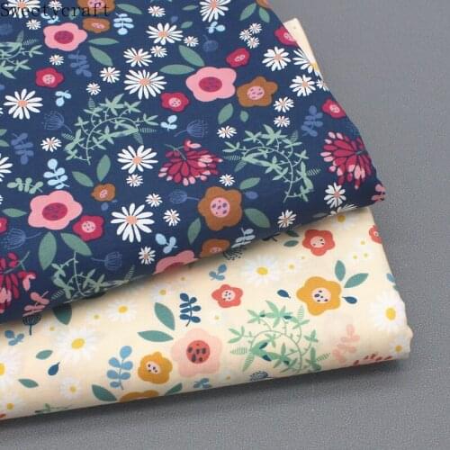 147x50CM Daisy flora Poplin cotton fabric crafts summer apparel dress patchwork fabric for hair bow sewing tissue cotton cloth