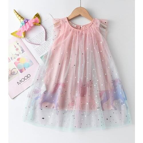 2021 New Summer Girl Dress Cartoon Pattern Dress Kids Cute Clothing Sleeveless Costumes Kids Girl Princess Dresses Outfits 3-7T