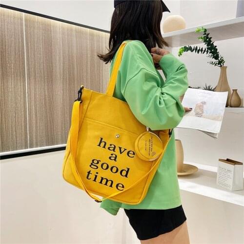 2021 Casual Shopping Bag Fanny Canvas Shoulder Bag Letter Printed Large Capacity Fresh Wild Crossbody Pack Satchel Coin Pouch