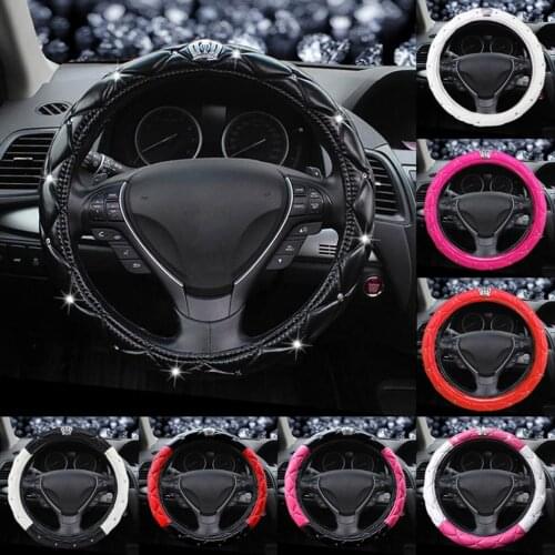 38cm Car Crown With Diamond Steering Wheel Cover Car Accessories No Irritating Chemicals Steering Wheel Cover