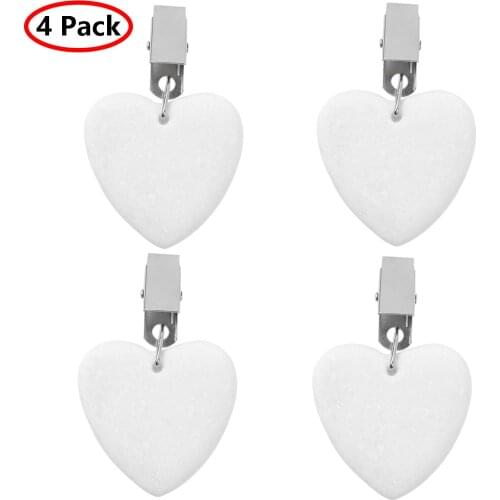 4pcs Tablecloth Clips Heart Shape Stone Tablecloth Weights with Metal Clips Clamps for Outdoor Garden Party Picnic Table Covers