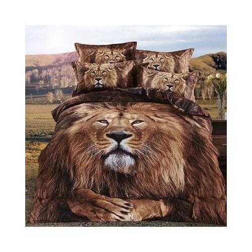 4Pcs 100% Cotton Queen size Luxury 3D Animal Bedding set Cool Duvet Cover Set Bed sheet Pillowcase lion leopard Panther tiger