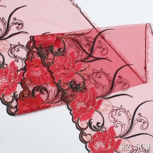 47Yards Embroidered Lace Trims Red Pink Net Embroidery Lace Fabric Mesh DIY Lace Sewing Fabric Bra Making Craft for Kneedle Work
