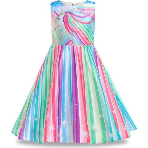 Summer Kids Little Mermaid Dress For Girl Children Party Princess Dresses Girls Vestido Baby Cartoon Pattern 8 10 Years Clothing