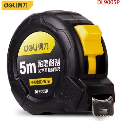 Deli DL9005P NylonCoatedSteel Tape Measure Specification 5mx19mm Carbon Steel Tape Manganese Steel Spring Design Measuring Tools