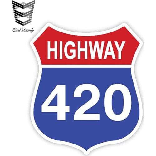 EARLFAMILY 13cm X 11.1cm Car Styling Highway 420 Weed Decal Sticker Car Bumper Window Vinyl Decal Car Stickers Car Accessories