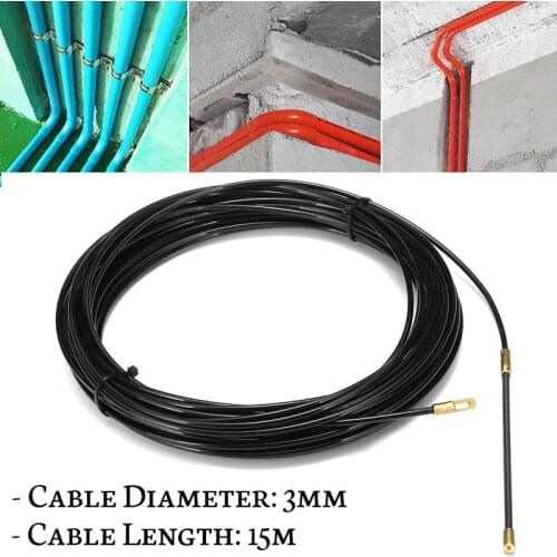 3mm 5m to 40m Length Durable Black Fiberglass Electric Guide Device Cable Push Pullers Duct Rodder Tape Wire Pipe perforator