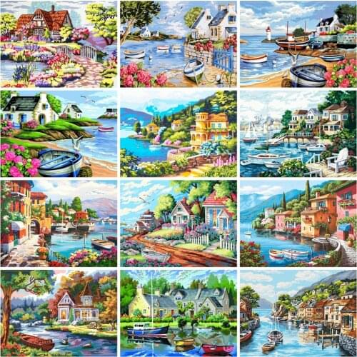 EverShine Diamond Mosaic Landscape Full Square Diamond Painting Seaside Cross Stitch Bead Embroidery Rhinestones Art Home Decor