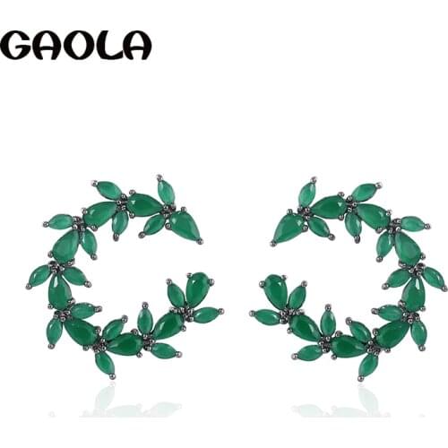 GAOLA Fashion Jewelry Earring Flower Shape Earrings Cubic Zircon Stud Earring for Women Gift GLE7163Y