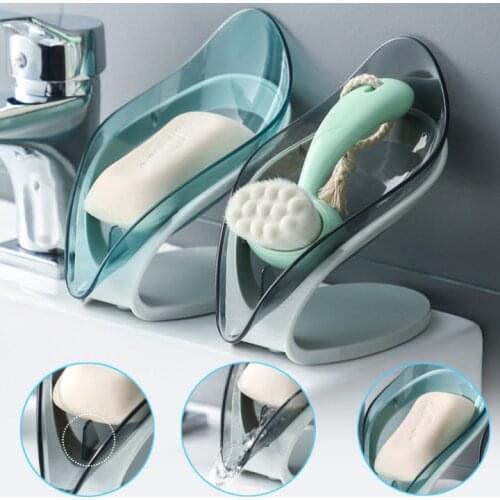 Leaf Shape Soap Box Dish Storage Plate Bathroom Soap Holder Tray Bathroom Non-slip Drain Soap Case Holder Bathroom Supplies