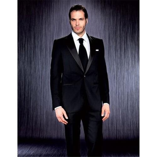 New Men’s Suit Smolking Terno Slim Fit Easculino Evening Suits For Men Black Peaked Lapel Suit jacket+pants
