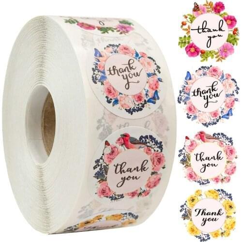 Pretty 50-500pcs Floral New Styles Thank You Stickers Seal Label for Wedding Favor Party Handmade Envelope Stationery Sticker