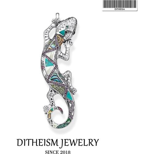 Pendant Colorful Big Lizard 925 Sterling Silver fit Necklace 2021 Men Jewelry Accessories Salamander High Quality Bijoux Gift
