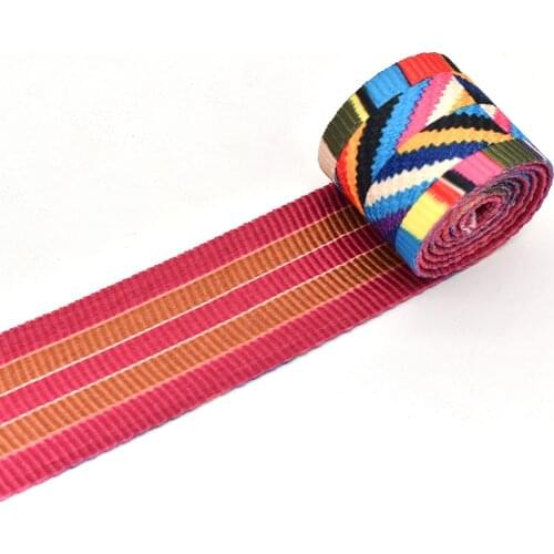 2"Stripe pattern Webbing Belt Fabric Belt Woven Ribbons Canvas Bag Belt Polyester Knapsack Belt Knit Tape Ribbon Bag Sewing