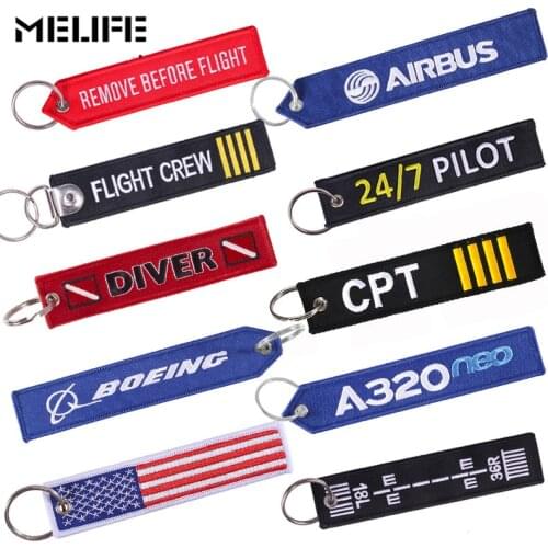 MELIFE Outdoor Climbing accessories Keychain Remove Before Flight Car Keychains Berloques Red Embroidery Highlight Key Fobs