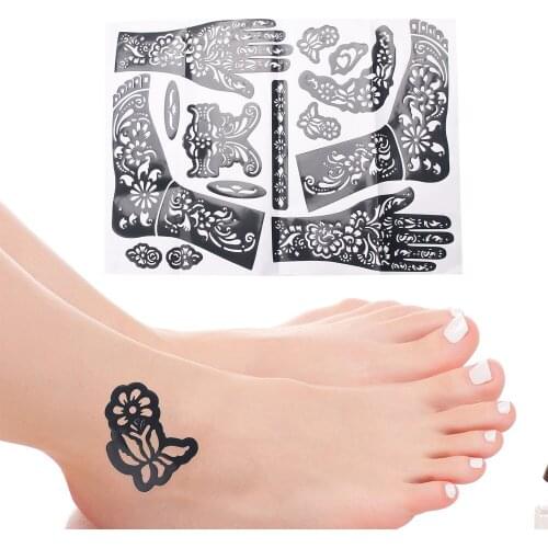 Fashion India Henna Template Hand Body Art Stickers Flower waterproof Tattoo Sticker Temporary Tattoo Stencils Women Men