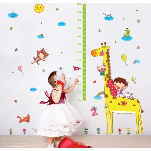 Cartoon Giraffe Height Ruler Wall Sticker kids rooms Home Decoration Decals Wall Art Kids Height Chart nursery Sticker wallpaper