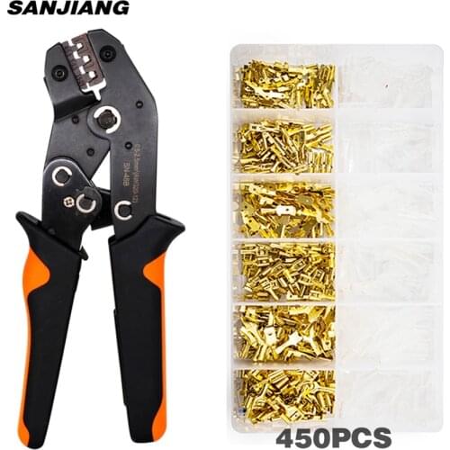 Crimping Tool Kit 450 4.8/6.3 Plug Terminal Crimper Crimping Pliers Wire 0.5-2.5mm2 Pliers AWG 20-12 Hand Tools SN-48B