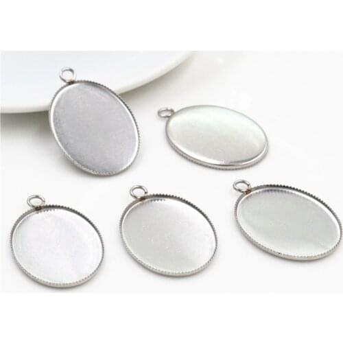 Never Fade ) 10pcs 18x25mm Inner Size Stainless Steel Material Simple Style Cabochon Base Cameo Setting Pendant Tray (C1-46)