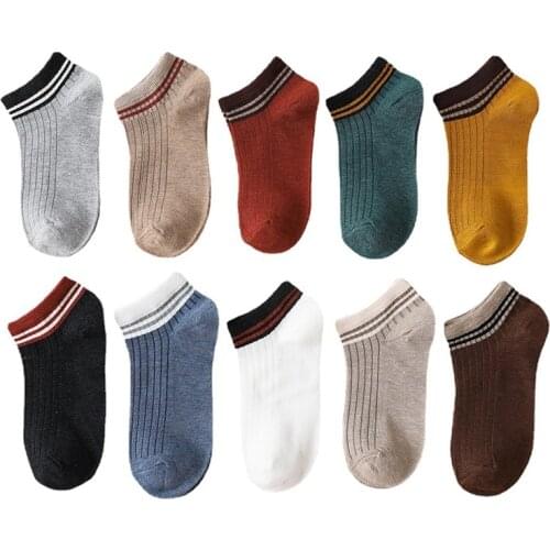 10 Pair Japanese Style Stripe Cotton Socks Women Summer Short Breathable Boat Designer Ankle Socks Absorb Sweat Vintage Femme