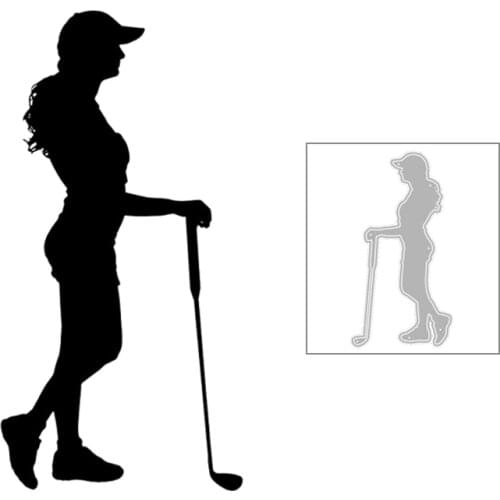 2020 New Hot DIY Shorts Long Hair Hat Girl Golf Sideways Look Silhouette Metal Cutting Dies and For Scrapbooking Foil No Stamps