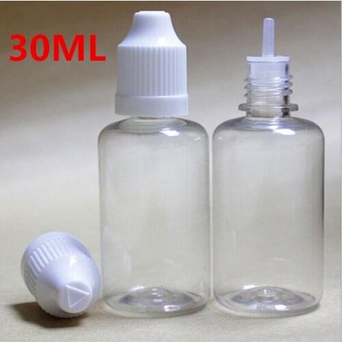 Wholesale 200pcs Empty Clear PET 30ML Plastic Dropper Bottles With Childproof Cap With Long Thin Tip, Liquid Needle Bottles
