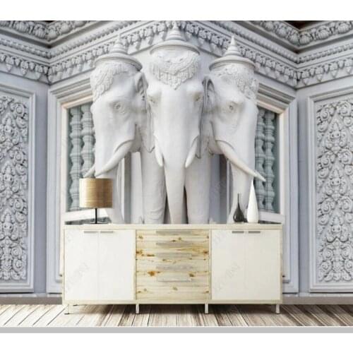 Papel de parede European 3D stereo building elephant decoration wallpaper mural, living room bedroom wall papers home decor