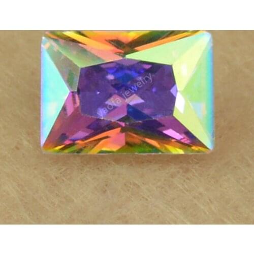 Sale Zircon 2X3~13X18mm Plating AB Color Rainbow Synthetic Cubic Zirconia Stone Loose Rectangle Shape Cut CZ Gems For Jewelry