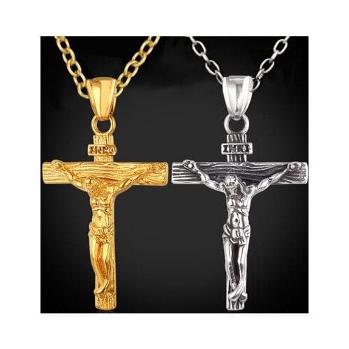 Religious Jesus Cross Pendent Trend Men and Women Gold Silver Color Necklace Fashion Men Women Anniversary Jewelry Accessories