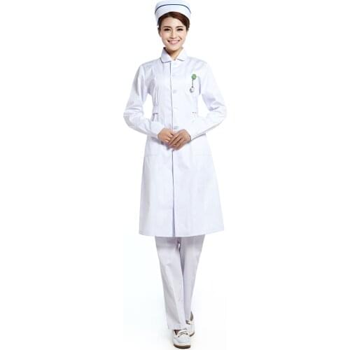 Long sleeve white nurse dress for hospital workwear medical uniform for clinical