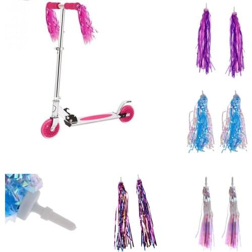 2Pcs Sparkly Tinsel Streamers Bike Bicycle Tricycle Streamers Handlebar Grips Decoration Tassels Kids Girls Boys